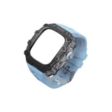 Прозрачный Средний Рамка ★ Черная Оболочка ★ Серебряная Пряжка + Синий Ремешок