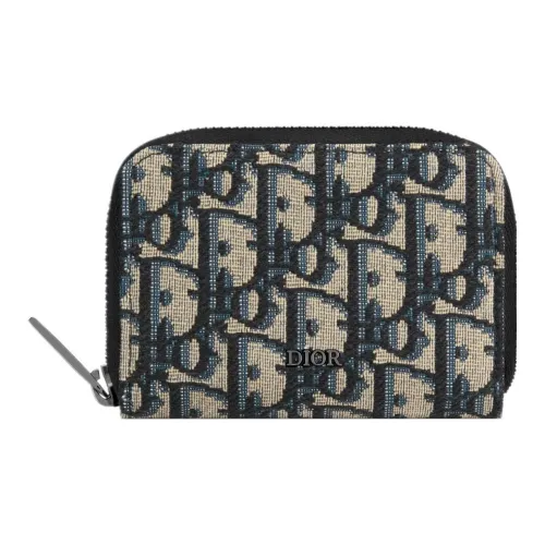 DIOR Жаккардовая ткань с гладкой телячьей кожей держатель для карт держатель для карт мужской бежевый и черный