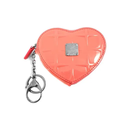 MCM Кожа Кольцо для ключей Key Pouch Женские Оранжево-розовый