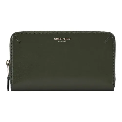 GIORGIO ARMANI Кошелек из коровьей кожи женский армейский зеленый