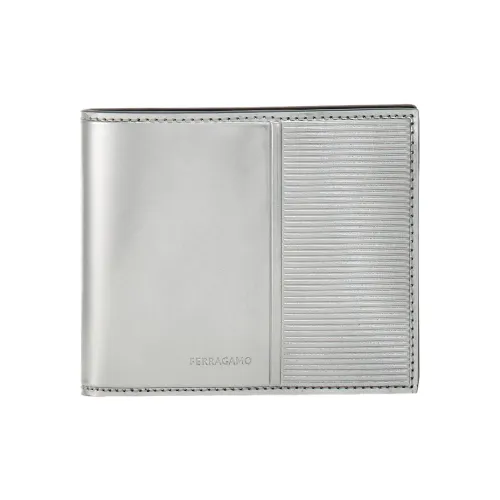 FERRAGAMO Металл Телячья кожа Кошелек Мужской Серебряный Черный
