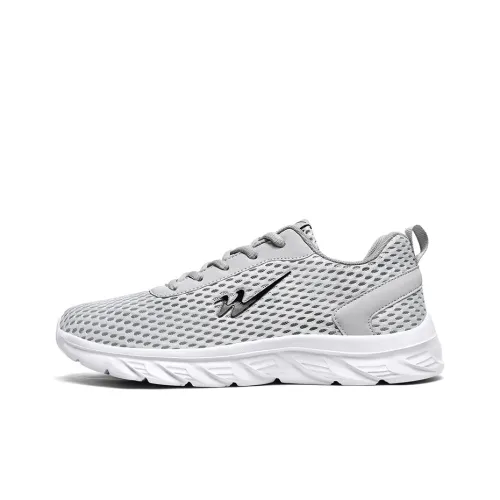 Binary Амортизация Oтскок Легкий Дышащий Нижняя юбка Прочный Низкий Топ Беговые кроссовки Мужской Светло-серый