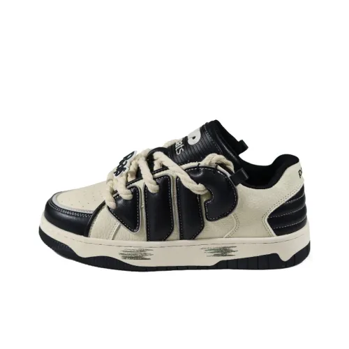 POATS Slip-resistant Abrasion-resistant MID Топ Скейтборд Кроссовки Unisex Черный Белый