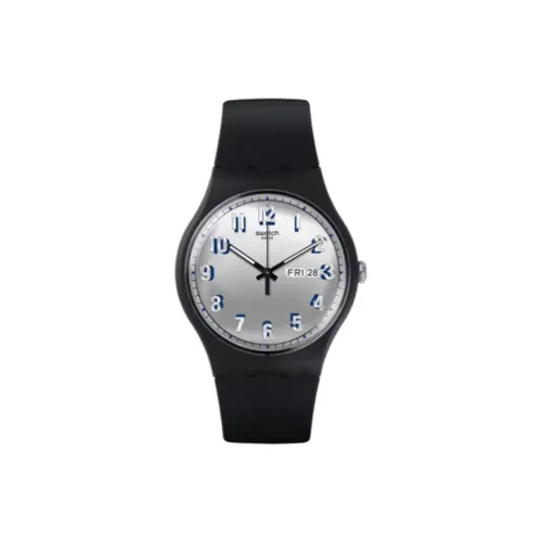 Swatch Quartz Механизм Унисекс Часы 41 мм Белый Циферблат Пластиковый Корпус Часы Силиконовый Ремешок
