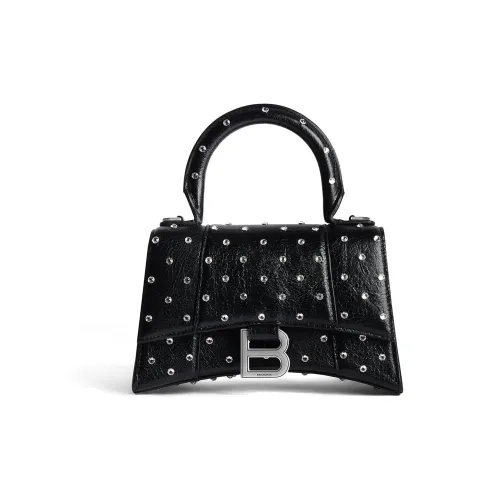 Balenciaga HOURGLASS Овчина Сумка через плечо Сумка Экстра Маленькая Женская Черная