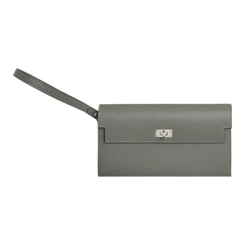 HERMES Kelly Pocket Madame Телячья кожа Клатч Мужской 0L Grismeyer Дождевой облачный серый цвет