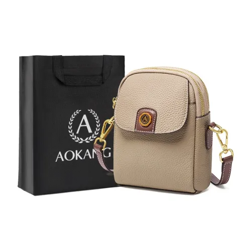 AOKANG Чехол для телефона из коровьей кожи сумка через плечо мини женский черный слоновая серый