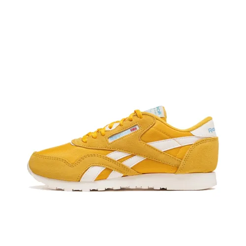 Reebok Classic Nylon Беговые кроссовки Низкие Топ Желтый Белый Женские