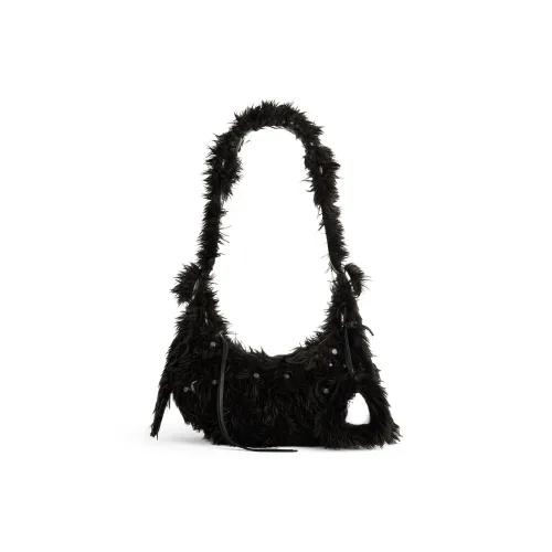 Balenciaga Le Cagole Искусственный мех Сумка через плечо Мини Женская Черная