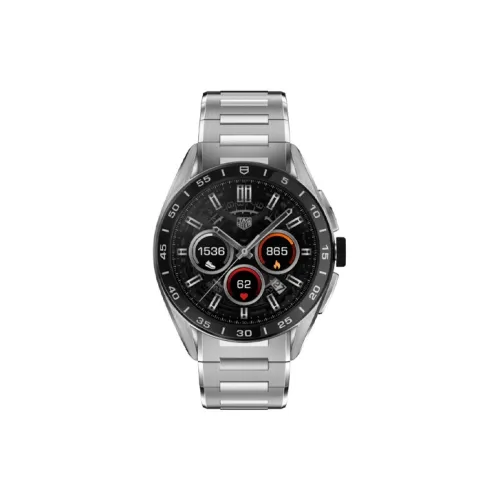 TAG HEUER Электронный Механизм Мужские часы Часы 45 мм Черный циферблат Корпус из нержавеющей стали Ремешок из нержавеющей стали