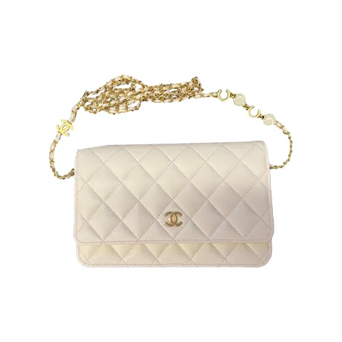 CHANEL WOC Овечья кожа Цепочка Сумка через плечо Женская Белая