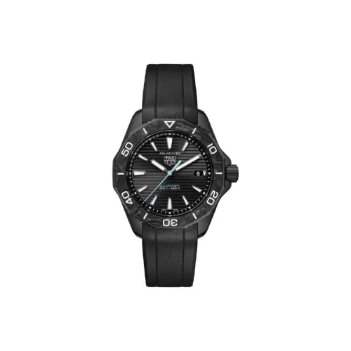 TAG HEUER Кварцевый механизм Мужские часы Циферблат 40 мм Черный корпус Нержавеющая сталь Резиновый ремешок