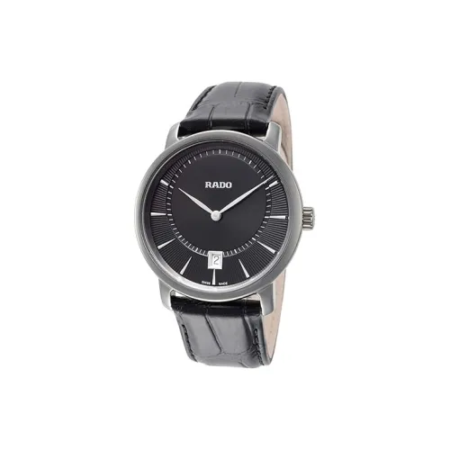 RADO Кварцевый механизм Мужские часы Часы 40 мм Черный циферблат Керамика Чехол часов Кожаный ремешок