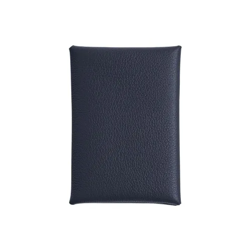 HERMES CalviCalvi Duo Evercolor Телячья кожа Кошелек Держатель для карт Женский 2Z BLEU NUIT Полночный синий