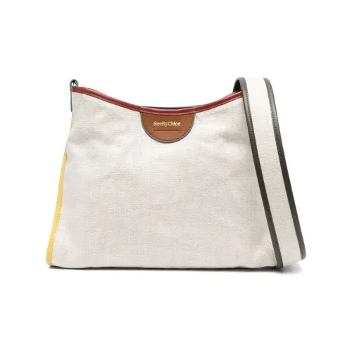 See By Chloe Сумка через плечо из льна и телячьей кожи женская серая и белая