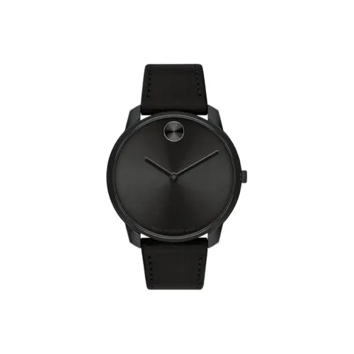 MOVADO Кварцевый механизм Мужские часы Часы 42 мм Черный циферблат Корпус из нержавеющей стали Кожаный ремешок 3600831