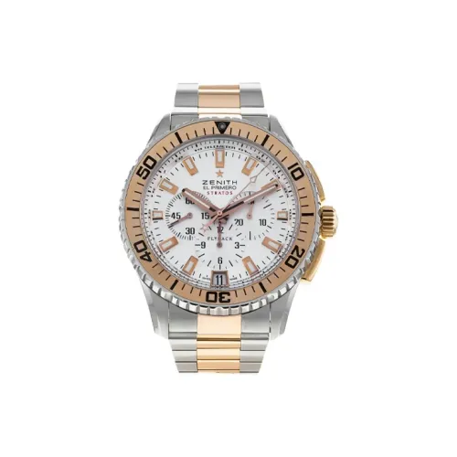 ZENITH Автоматический Механический Механизм Мужские Часы 45,5mm*14,8mm Белый