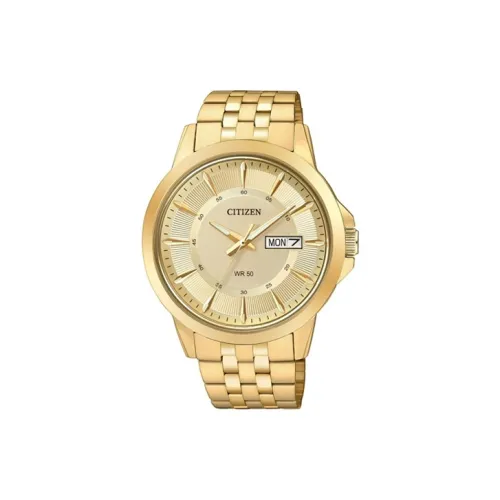 CITIZEN Кварцевый механизм нержавеющая сталь ремешок мужские часы золотой циферблат модель BF2013 56P
