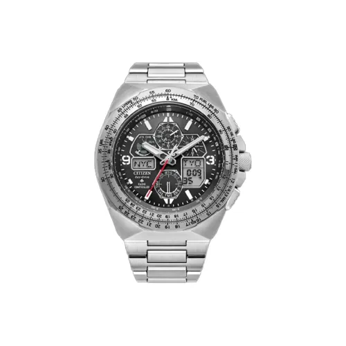 CITIZEN Светильник Кварцевый механизм Нержавеющая сталь Ремешок Часы Мужские Черный циферблат JY8120 58E