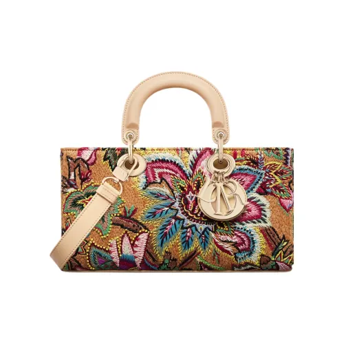 DIOR LADY D Joy Raffia Сумка через плечо Сумка среднего размера Женская Коричневый и Многоцветный