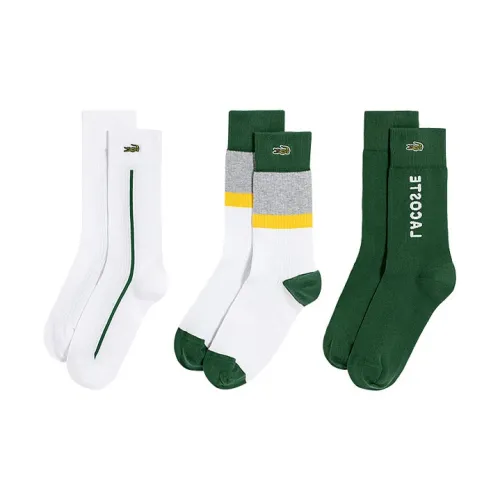 LACOSTE 3 пачки Зеленый/Градиент/Белый Мужские носки MID до икры