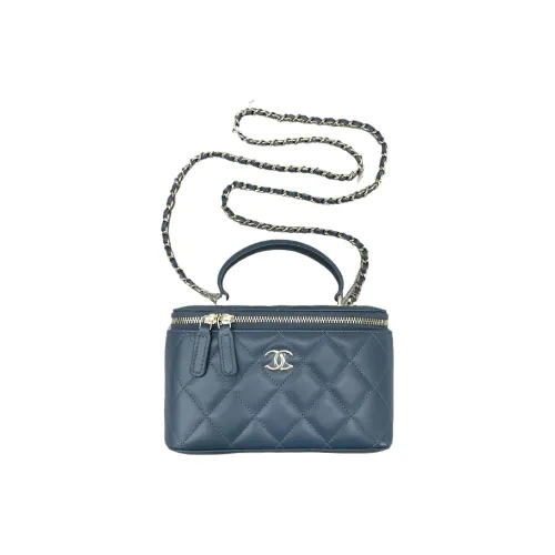 CHANEL Овчина Косметичка Сумка через плечо Сумка для женщин Серый Синий