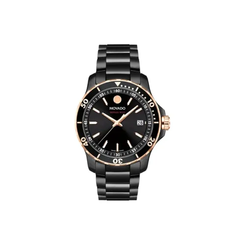 MOVADO Кварцевый механизм Мужские часы Часы 40 мм Черный циферблат Корпус из нержавеющей стали Ремешок из нержавеющей стали