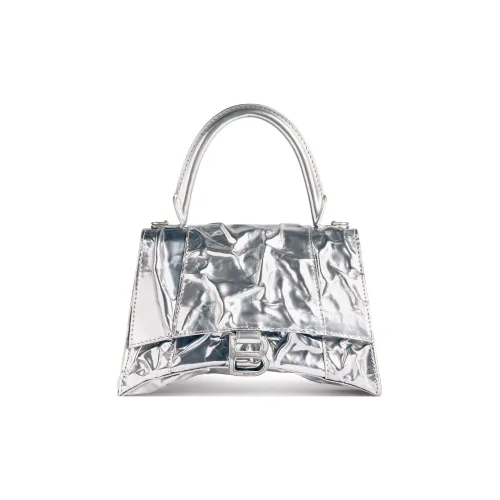 Balenciaga HOURGLASS Овечья шкура Сумка Hourglass Сумка через плечо Сумка Маленькая Women's Silver