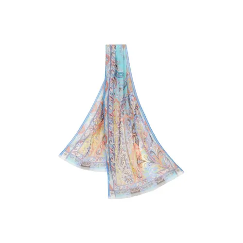 ETRO Шелковые шарфы Женские Синий Розовый