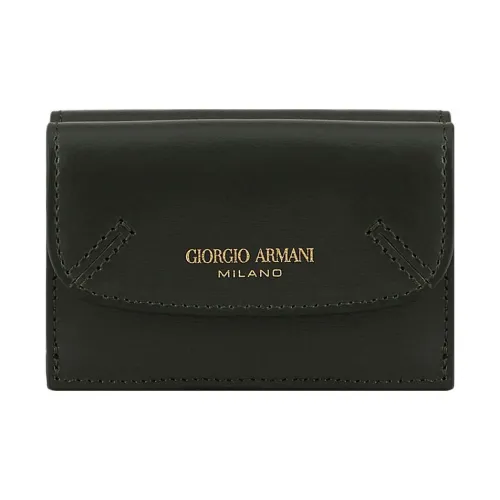 GIORGIO ARMANI Кошелек из коровьей кожи мини женский армейский зеленый