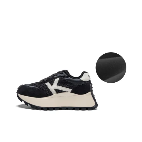 KAPPA Покрытие Устойчивое к истиранию Легкий Дышащий Противоскользящий Низкий Топ Толстая подошва Кроссовки Женские Черные