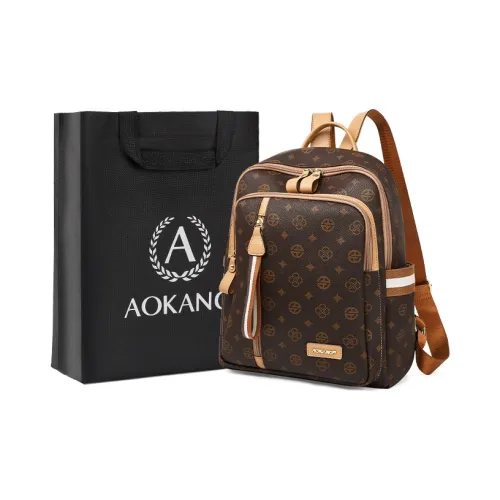 AOKANG PVC Рюкзак Ноутбук Сумка Стандартная Женская Кофейная Экрю