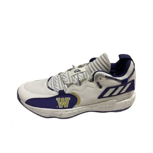 Adidas SM Dame 7 EXTPLY Устойчивый к истиранию Дышащие Низкие Баскетбольные Кроссовки Мужские Белые и Синие