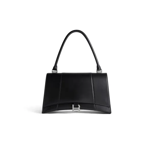 Balenciaga Hourglass Сумка из гладкой коровьей кожи Сумка через плечо Сумка среднего размера Женская Черная