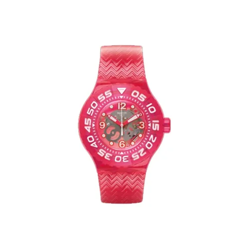SWATCH Original Collection Кварцевый механизм Унисекс Часы 44 мм Черепный циферблат Пластиковый корпус Часы Пластиковый ремешок