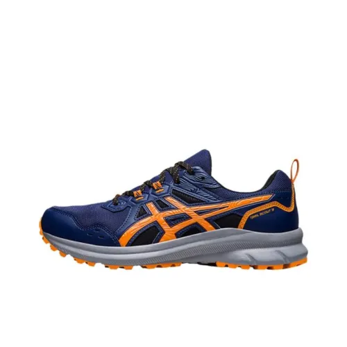 Asics Trail Scout Low Top Trail Беговые кроссовки Мужские Синие Оранжевые