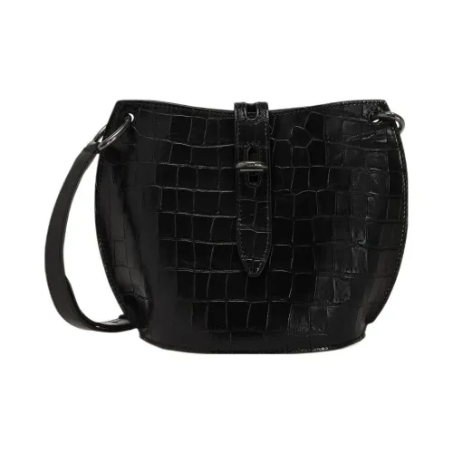 Furla Printed Телячья кожа Ведрообразная сумка Сумка через плечо Мини Женская Черная