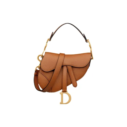 DIOR Коровья кожа крупнозернистая Saddle Сумка через плечо Сумка Mini Женская Коричневая