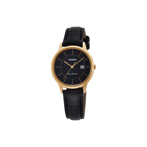 ORIENT Contemporary Collection Кварцевый механизм Кожаный ремешок Часы 30MM Женские часы Черный циферблат RF QA0002B