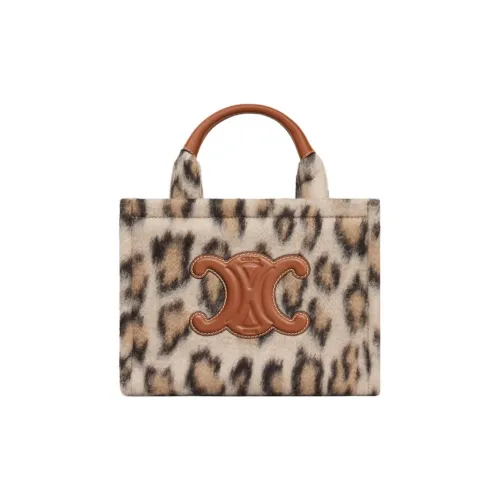 CELINE Cabas ThaisCabas Ткань с коровьей кожей через плечо маленькая женская сумка с леопардовым принтом