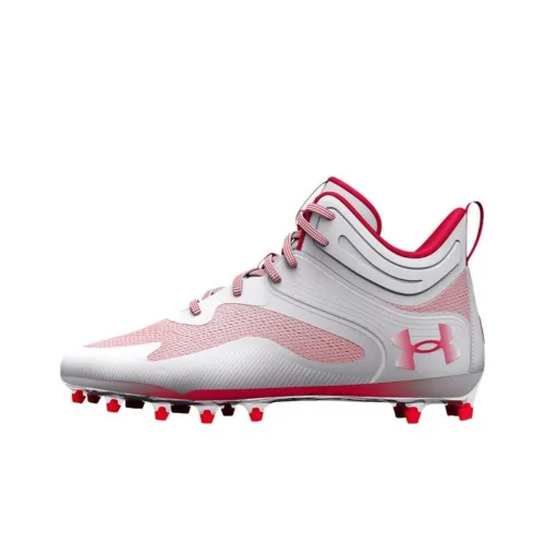 Under Armour HOVR Fade 2 Command MC MID Устойчивые к истиранию Дышащие Низкие Кроссовки для тренировок Унисекс Белый Красный