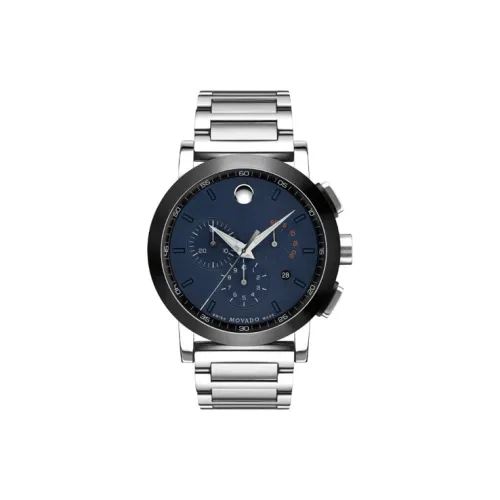 MOVADO Кварцевый механизм Мужские часы Часы 44 мм Синий циферблат Корпус из нержавеющей стали Ремешок из нержавеющей стали