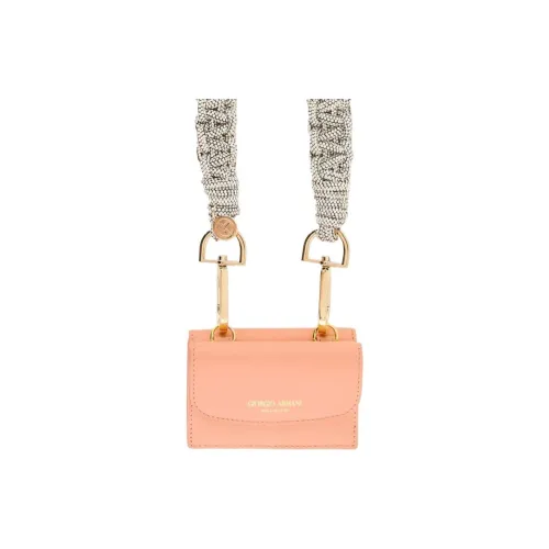 GIORGIO ARMANI Сумка через плечо из кожи кошелек мини женский абрикосово-розовый