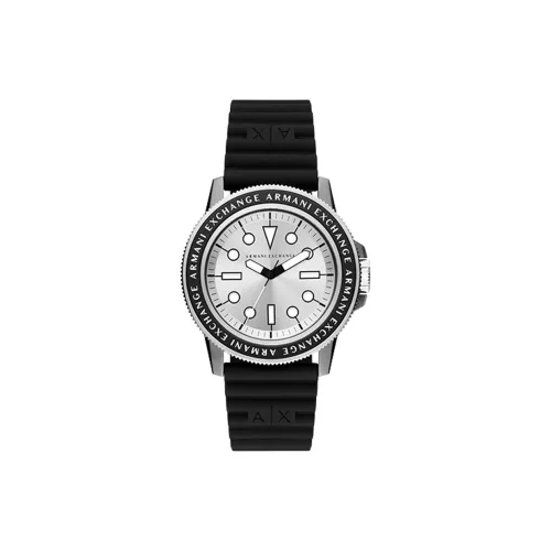 ARMANI EXCHANGE Наручные часы Кварцевый механизм Силиконовый ремешок 42 мм Серебристый циферблат Мужские часы Masterpiece Подарочная коробка