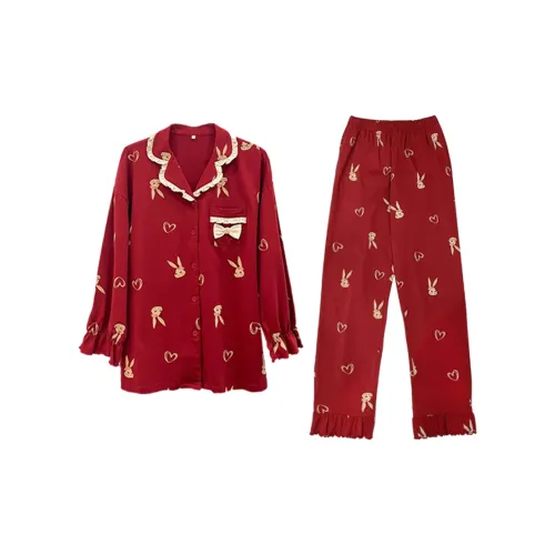 FINEI Красный Женский Набор Женские Пижамные Комплекты