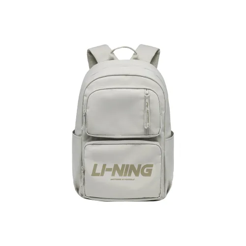 LINING Sports Life Collection Ткань Студенческий Рюкзак Стандартный Унисекс Овсяный Серый