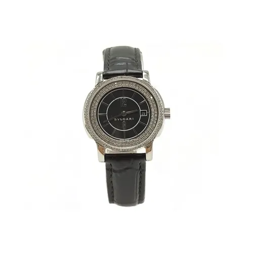 BVLGARI Bvgalri Named Collection Наручные часы Кварцевый механизм Кожаный ремешок 28 мм Черный циферблат Женские часы YPSBB149845