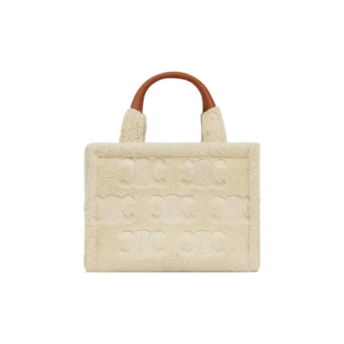CELINE Cabas Thais Shearling Tote Bag Shopping Bag Shoulder Bag Handbag Small Women's Natural Tan