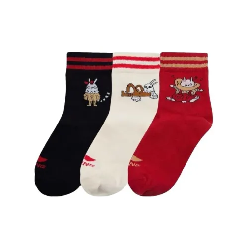 Лайнер Sports Life Collection Носки Crew Унисекс 3 Пачки Черный+Бежевый+Красный