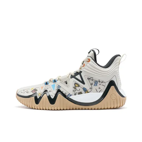 XTEP Lingren 1 MID Топ Баскетбольные кроссовки Мужской Белый Черный Синий